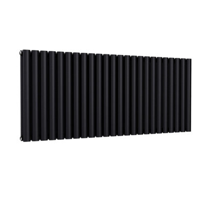 B&Q -  Oval Horizontal Coloured Radiator Space Black 600mm X 1440mm Double.
