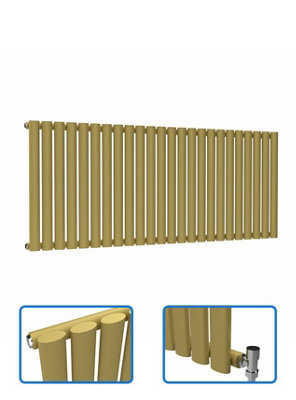 B&Q -  Oval Horizontal Coloured Radiator Metallic Gold 600mm X 1440mm Single