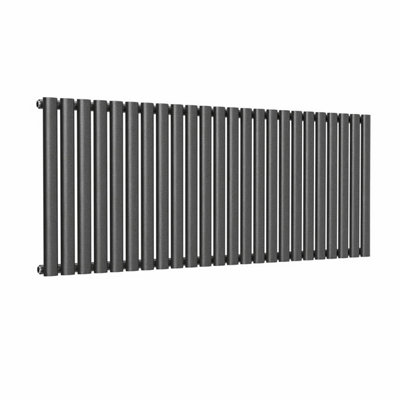 B&Q -  Oval Horizontal Radiator Pewter 600mm X 1440mmSingle Panel Horizontal Radiator