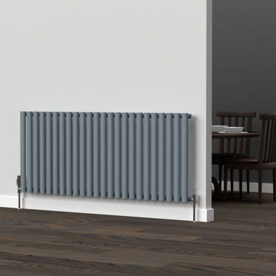 B&Q -  Oval Horizontal Coloured Radiator Pebble Grey600 mm X 1440 mm (Single)