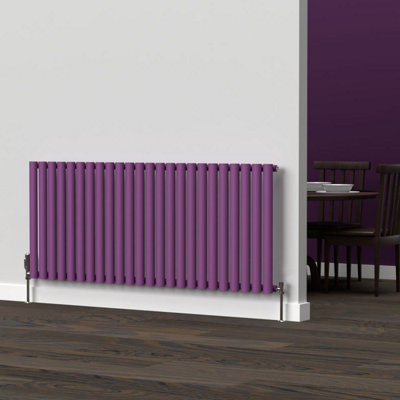 B&Q -  Oval Horizontal Coloured Radiator Pretty Plum Purple 600mm X 1440mm Single