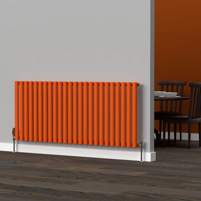 B&Q -  Oval Horizontal Coloured Radiator Sunburst Orange 600mm X 1440mm (Single)