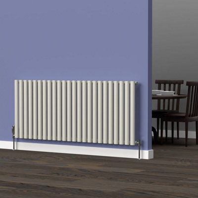 B&Q -  Oval Horizontal Coloured Radiator Stone White 600mm X 1440mm Single Panel