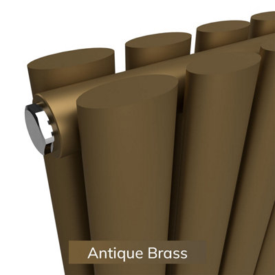 B&Q -  Oval Horizontal Radiator Antique Brass 600mm X 360mm Double Panel