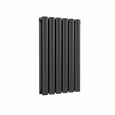 B&Q -  Oval Pewter Horizontal Designer RadiatorDouble Panel Hydronic600mm H X 360mm W