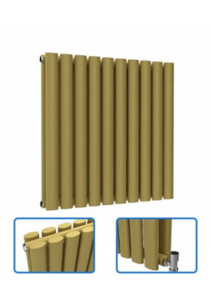 B&Q -  Oval Horizontal Coloured RadiatorMetallic Gold600 mm X 540 mmDouble Panel