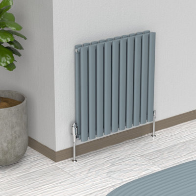 B&Q -  Oval Horizontal Coloured RadiatorPebble Grey 600 X 540 mm (Double)