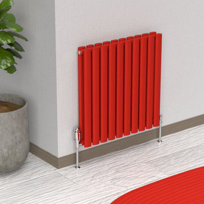 B&Q -  Oval Horizontal Double Panel Radiator Poppy Red 600mm X 540mm (Double)