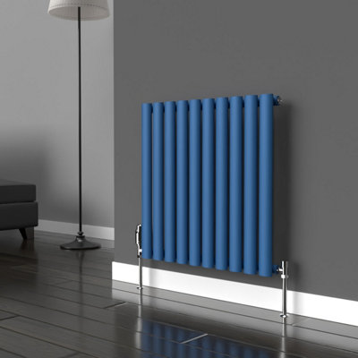 B&Q -  Oval Horizontal Coloured Radiator Galaxy Blue 600mm X 540mm Single Panel.