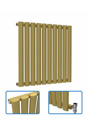 B&Q -  Oval Horizontal Coloured Radiator Metallic Gold 600mm X 540mmSingle.
