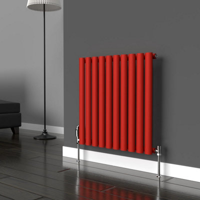 B&Q -  Oval Horizontal Coloured Radiator Poppy Red600mm X 540mmSingle.