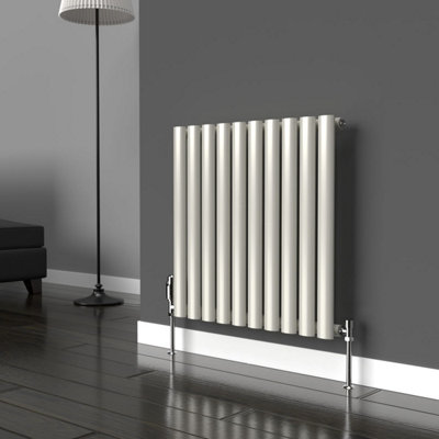 B&Q -  Oval Horizontal Coloured Radiator Stone White 600mm X 540mmSingle PanelLux Oval-600-540Ssw