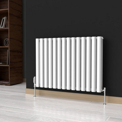 B&Q -  Oval Horizontal Coloured Radiator Metallic Silver 600mm X 780mm DoubleLux Oval-600-780Dms