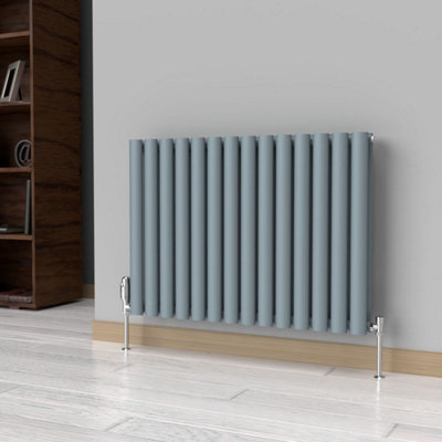 B&Q -  Oval Horizontal Coloured Radiator Pebble Grey 600mm X 780mm DoubleLux Oval-600-780Dpg