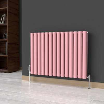 B&Q -  Oval Horizontal Coloured Radiator Pastel Pink 600mm X 780mm DoubleLux Oval-600-780D