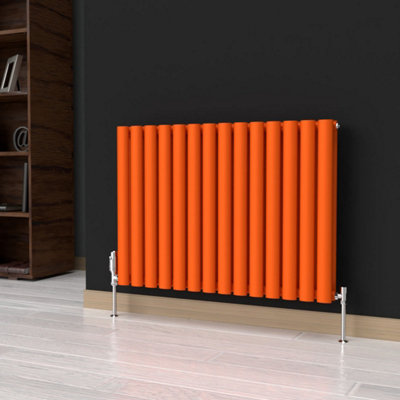 B&Q -  Oval Horizontal Coloured Radiator Sunburst Orange 600mm X 780mm Double
