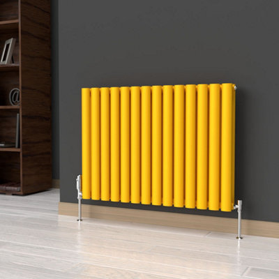 B&Q -  Oval Horizontal Coloured Radiator Sunflower Yellow 600mm X 780mm DoubleLux Oval-600-780Dsy