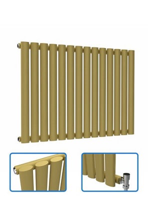 B&Q -  Oval Horizontal Coloured RadiatorMetallic Gold600 mm X 780 mmSingleBs En 442 Certified.