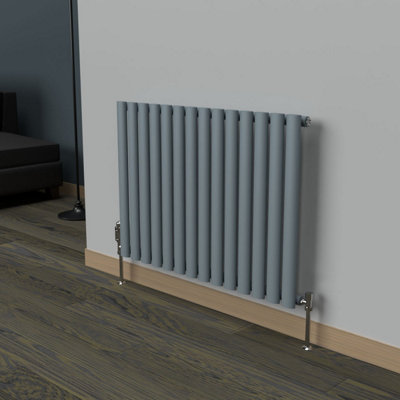 B&Q -  Oval Horizontal Coloured Radiator Pebble Grey 600mm X 780mm SingleMild Steel531W (1813 Btu).