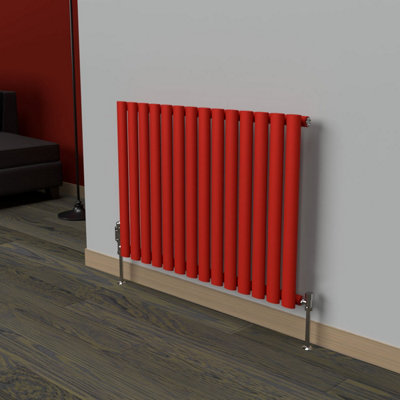 B&Q -  Oval Horizontal Coloured Radiator Poppy Red 600mm X 780mm Single