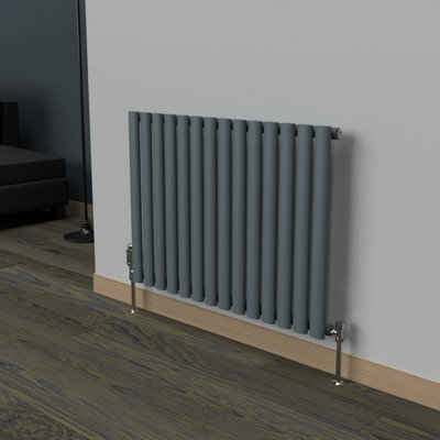 B&Q -  Oval Horizontal Coloured Radiator Slate Grey 600mm X 780mm SingleMild Steel.