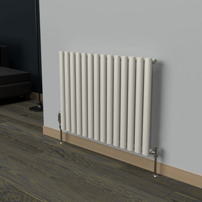 B&Q -  Oval Horizontal Coloured Radiator Stone White 600mm X 780mmSingle.