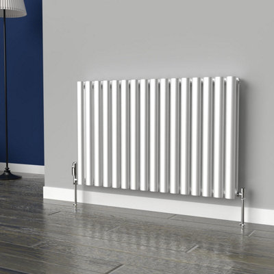 B&Q -  Oval Horizontal Coloured Radiator Metallic Silver 600mm X 960mm DoubleLux Oval-600-960D