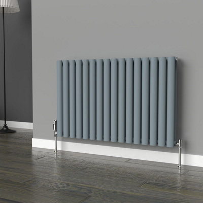 B&Q -  Oval Horizontal Coloured Radiator Pebble Grey 600mm X 960mm DoubleLux Oval-600-960D