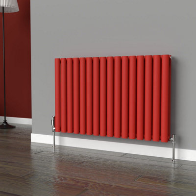 B&Q -  Oval Horizontal Coloured RadiatorPoppy Red600mm X 960mm (Double)