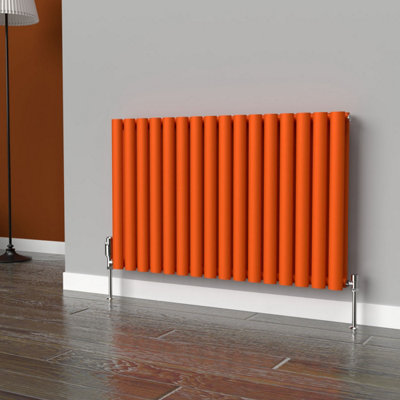 B&Q -  Oval Horizontal Coloured Radiator Sunburst Orange 600mm X 960mm DoubleLux Oval-600-960D