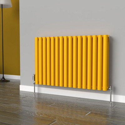 B&Q -  Oval Horizontal Coloured Radiator Sunflower Yellow 600mm X 960mm DoubleLux Oval-600-960D
