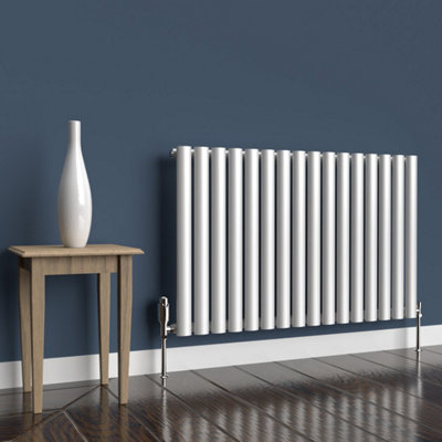 B&Q -  Oval Horizontal Coloured Radiator Metallic Silver 600mm X 960mmSingle.