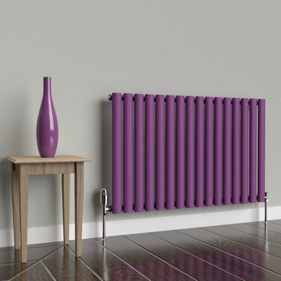 B&Q -  Oval Horizontal Coloured Radiator Pretty Plum Purple600mm H X 960mm W (Single)