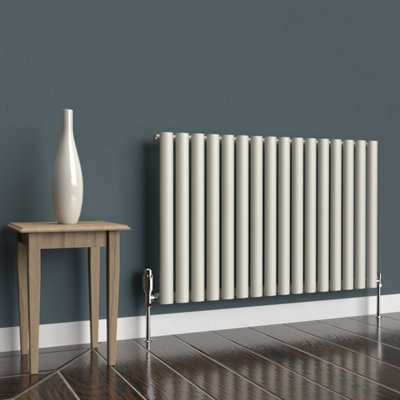 B&Q -  Oval Horizontal Coloured Radiator Stone White600mm X 960mm (Single)