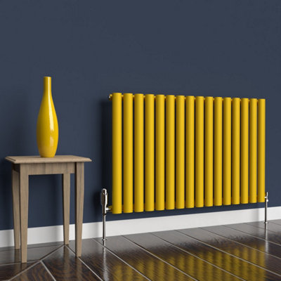 B&Q -  Oval Horizontal Coloured Radiator Sunflower Yellow 600mm X 960mm2231 Btu (Single)