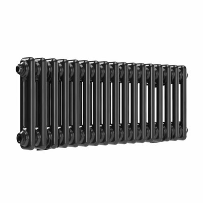 B&Q -  Horizontal 2-Column Radiator Black Nickel Lacquer 300mm X 785mm (875mm Pipe Centres)