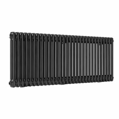 B&Q -  Horizontal 2-Column Radiator Black Nickel Lacquer 500mm X 1370mm1100W (3752 Btu)