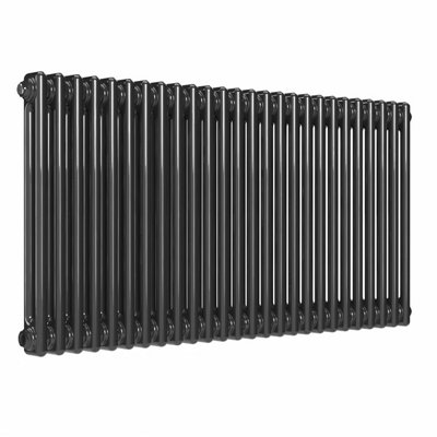 B&Q -  Horizontal 2-Column Radiator Black Nickel Lacquer 600mm X 1190mmWall-Mounted.