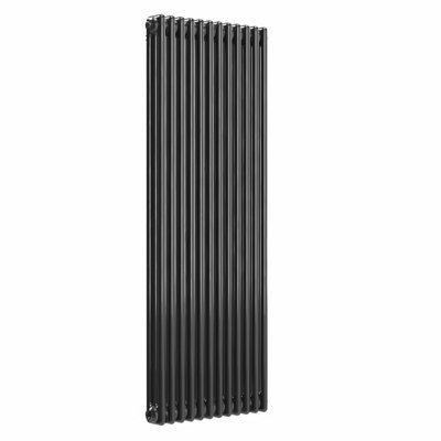 B&Q -  Vertical Black Nickel Lacquer Column Radiator 1500mm X 560mm 3-Column.