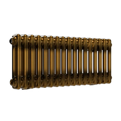 B&Q -  Horizontal Brass Lacquer 2-Column Radiator300mm H X 785mm WBrass Lacquer
