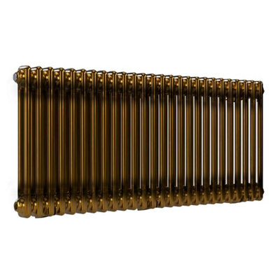 B&Q -  Horizontal 2-Column Radiator Brass Lacquer 500mm X 1190mmWall-Mounted