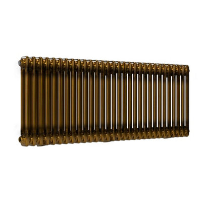 B&Q -  Horizontal 2-Column Column Radiator Brass Lacquer 500mm X 1370mmWall-Mounted
