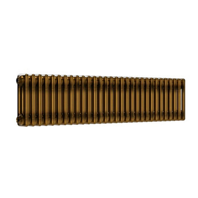 B&Q -  Horizontal 3-Column Brass Lacquer Radiator300mm H X 1370mm W3 Column