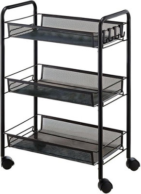 Mantraraj 3-Tier Rolling CartEasy Assemble Mobile Storage Multipurpose Trolley On WheelsSlide Out Utility Cart Shelving Units
