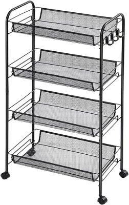 Mantraraj 4-Tier Rolling CartEasy Assemble Mobile Storage Multipurpose Trolley On WheelsSlide Out Utility Cart Shelving Units from B&Q