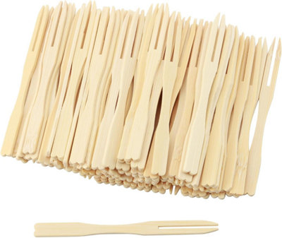 100 Pcs Mini Bamboo Forks 9Cm Wooden Appetizer Forks Cocktail Forks For Charcuterie Cocktail Fruit Pastry Dessert from B&Q