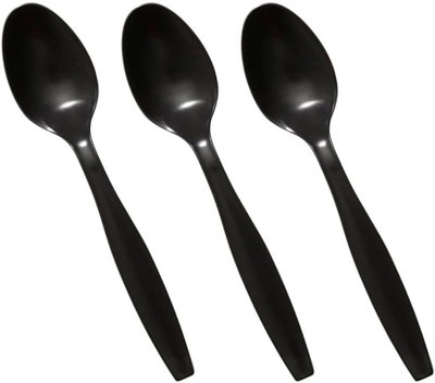 Econx 50Pcs X Disposable Black Plastic Spoons Reusable Heavy Duty Cutlery Spoon For Wedding Catering Party Events from B&Q