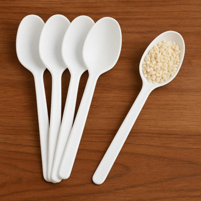 Econx 50Pcs White Plastic Spoons Reusable Heavy Duty Cutlery Spoon For Party Wedding Catering Disposable Spoons from B&Q