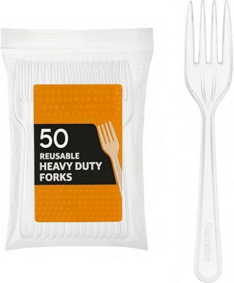 Econx Reusable Plastic Forks Clear Fork 18Cm Disposable Cutlery For Bbq Parties Catering Events Pack Of 50 from B&Q