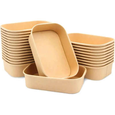 Econx 650Ml Kraft Food Containers Rectangular Takeaway Food Box Heavy-Duty Leakproof Kraft Paper Salad Box X 50Pk from B&Q